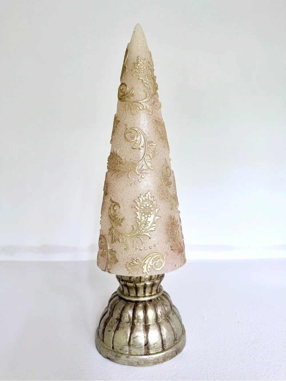 Three Illuminating Gold Wax Holiday Cone Trees - Picture 8 of 16